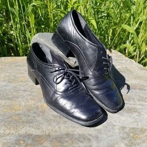 VTG 90s Campus Black Leather Shoes Size 9